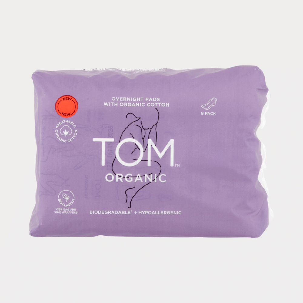 TOM Organic Overnight Pads 8pk